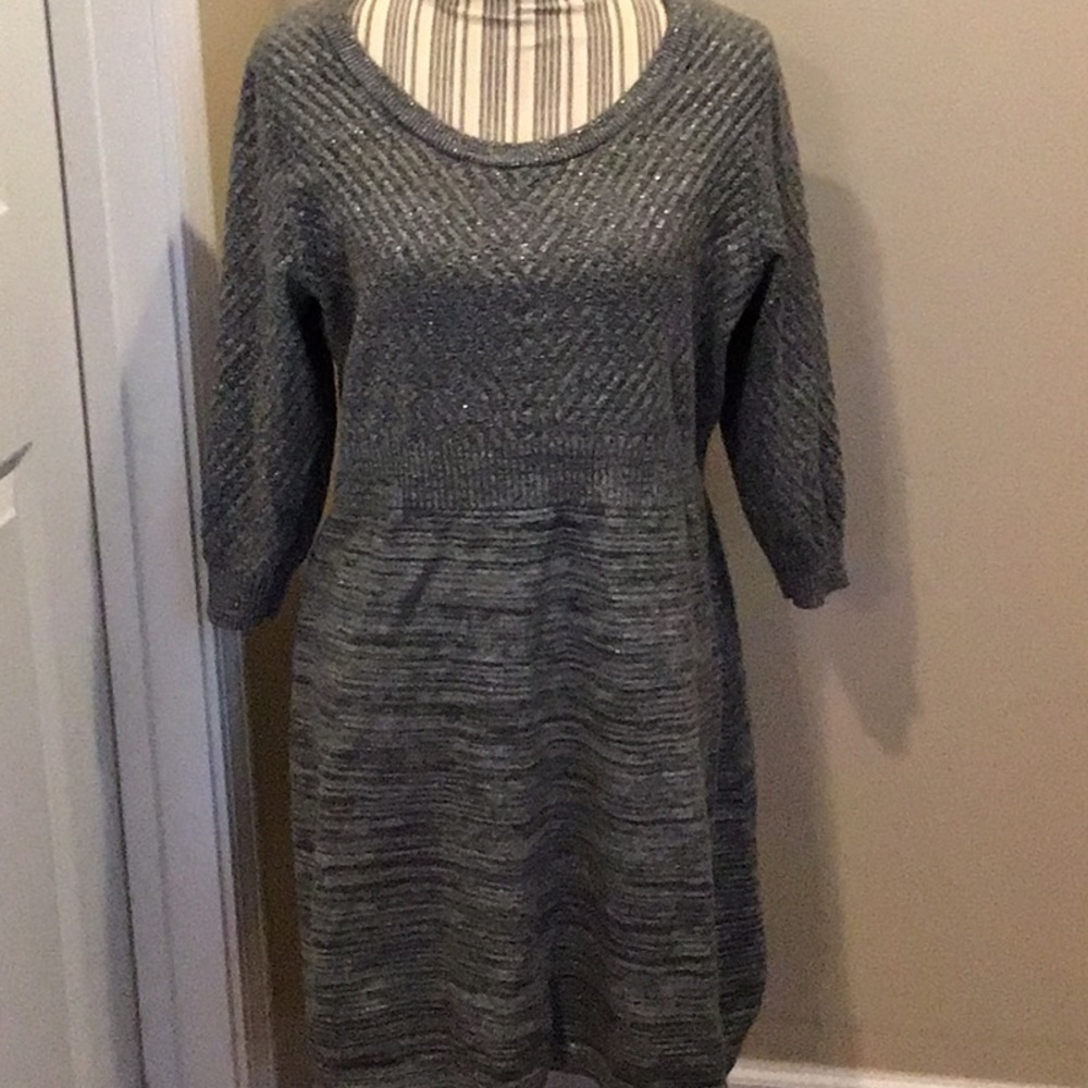 Lane Bryant Sparkly Gray and Silver Sweater Dress Size 14/16
